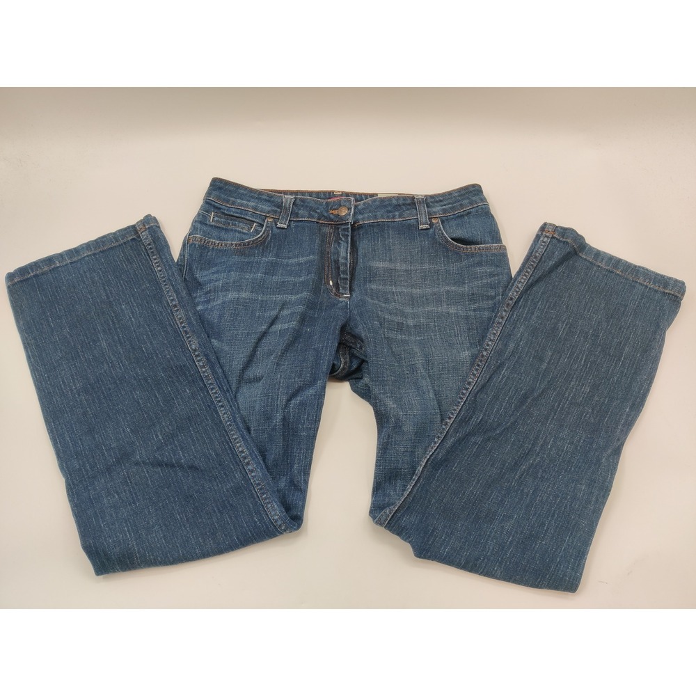 H&M LOGG Womens Bootcut Jeans Size 14 Medium Wash Blue Stretch Mid Rise Denim
